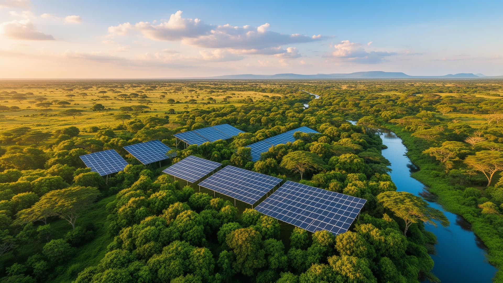 Installations solaires BYTI intégrées dans un paysage africain préservé